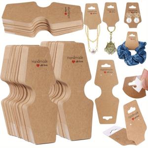 TEMU 200개 자체 접착 팔찌 디스플레이 카드 - 키체인, 귀걸이, 목걸이 및 팔찌용 튼튼한 종이 보관함 - 소규모 비즈니스 & 소매점에 적합한 화이트 배경, 키홀더 액세서리, 심플한 디자인, 고품질 인쇄