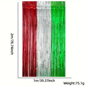 TEMU 1pc 크리스마스 포일 프린지 크리스마스 파티 장식 레드 실버 그린 티넬 프린지 파티 사진 배경 스트리머 배경 크리스마스, 새해, 못생긴 스웨터 파티