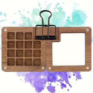 TEMU 15개의 정교한 소형 그리드 수채화 팔레트 박스 - 수제 호두색 팔레트, 컴팩트, 리필 가능, 재사용 가능, 휴대가 편리한 야외 스케치 및 DIY 페인팅 도구, 그림 애호가와 예술가를 위한 여행용 액세서리 (브러시, 페인트, 종이 제외), 휴대용 아트 액세서리 | 클립이 있는 수채화 페인팅 용품