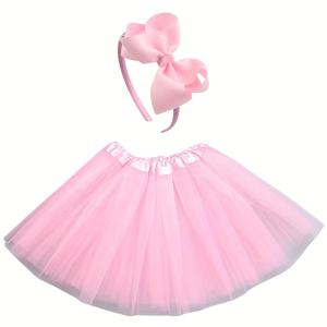 TEMU 2개 세트 여아 투투 스커트 & 리본 머리띠 천사 댄스 의상 - 멀티컬러 플러피 네트 스커트 (30cm 길이), 탄력 있는 허리밴드, 발레 공연, 생일 파티, 마르디 그라, 할로윈 코스튬용