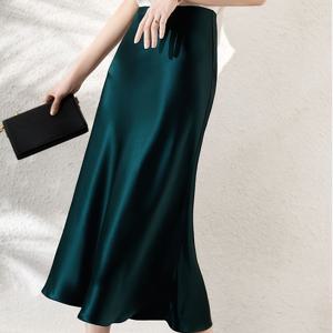 TEMU 여성용 우아한 A라인 실크 새틴 피쉬테일 인어 스커트 - 솔리드 블랙 롱 포멀 & 세미 포멀 이브닝 가운, 지퍼 클로저, 올 시즌 활용 가능한 슬림핏 파티 웨딩 드레스, 포멀 드레스, 웨딩 게스트 복장, 세련된 디자인