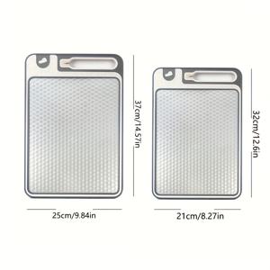 TEMU 2개 스테인리스 스틸 도마 + 칼갈이, 양면 사용, 가정용, 야외, 캠핑, 각 1개, 쉬운 정리, 휴대용 도마,쉬운 청소 표면,녹 방지 소재,홈 쿠커스,캠핑 애호가