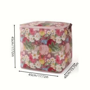TEMU 3개 세트 모란 패턴 보관백 | 100L 대용량 더블 지퍼 먼지방지 뚜껑 포함 | 옷장, 거실, 이사 및 침대 밑 정리용