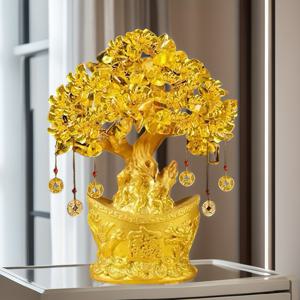 TEMU 1 정교한 금괴 나무 - 부와 행운을 가져다주는 6개의 동전, 행운의 집 장식품, 거실 머니 트리, 창업 선물로 완벽한 크리스마스 & 할로윈 가을 데코 컬렉터블 피규어