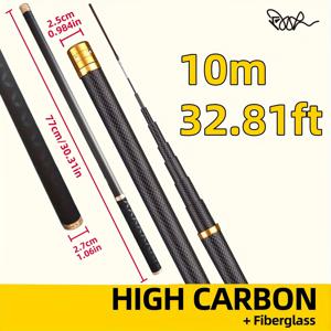 TEMU 2.7m-10m 카본 카프 낚싯대, 초경량 강력한 짧은 섹션 스트림 로드, 고품질 텔레스코픽 휴대용 여행용 카프 낚시 장비|낚시대