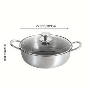 TEMU 1개 스테인리스 대용량 이중층 찜기, 가정용 인덕션 쿡탑, 범용 벌집 무스틱 냄비, 수프팟