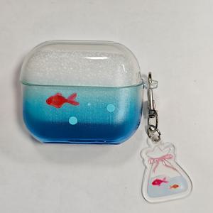 TEMU 삼성 이어폰 케이스용 블루 그라데이드 금붕어 패턴, 갤럭시 버즈/버즈 2/버즈 2 프로/버즈 FE/버즈 라이브/버즈 프로/버즈 3/3 프로 투명 TPU 소프트 쉘 보호 커버 - 긁힘 방지 및 내구성 있는 디자인, 근사한 절단 (케이스만), 고품질 이어 보호