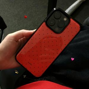 TEMU 레트로 레드 도트 에폭시 폰 커버, 아이폰 모델 16, 15, 14, 13, 12 및 11 프로 맥스에 적합, 낙하 방지 접착제와 충격 방지 소프트 백, 폰 케이스, 도트 패턴 케이스, 핸디 커버, 폰 케이스|폰케이스|아이폰케이스