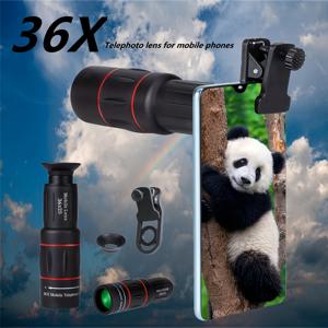 TEMU 36x 망원 렌즈, 휴대폰용 텔레포토 액세서리, 내구성 강한 소재, 아이폰 및 샤오미 등 다양한 스마트폰 호환, 야외 캠핑 사진 촬영 용품
