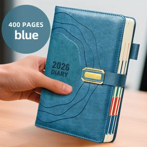 TEMU 2026 캘린더 플래너, 400페이지, 강화 케이스 및 두꺼운 종이, 일일 로그, 자기관리, 시간 관리, 사무실 효율성, 영어, 데스크탑 정리, 성인을 위한 이상적인 새해 선물