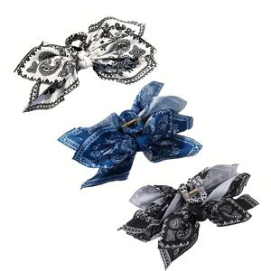 TEMU 3pcs 헤어 클로 클립 헤어 액세서리 - 대형 호두 보우 모양 헤어핀, 파란색과 검정색, 흰색, 안전한 홀드 장식 헤어핀 여성과, 프랑스 휴가 헤어웨어