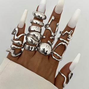 TEMU 29개/15개 세트 패셔너블 심플 우아한 여성용 반지 세트, 속이 빈 불규칙 디자인 은회색 반지 세트, 여성 데일리 바캉스 파티에 적합, 할로윈 크리스마스 발렌타인데이 부활절 라마단 생일 완벽한 선물 선택