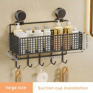 TEMU 1개 무수로이 대용량 메쉬 바스켓 욕실 선반, 쉬운 설치 흡착컵 벽걸이 후크 랙과 수건 바 후크, 현대적인 장식 예술 스타일, 가정 및 호텔 욕실 장식에 완벽한 선반|화장실선반