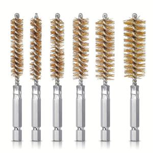 TEMU 6개 스테인레스 스틸 와이어 브러시 세트, 다중 스펙 와이어 구멍 브러시, 구리 튜브 면도기 스크루와 스레드 제거, 1/4인치 헥스 핸들 디자인, 먼지 제거, 구리 튜브 손상 없음