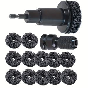 TEMU 14피스 자동차 휠 허브 베어링 헤드 녹 제거 도구 세트, 12피스 연마 휠 포함, 디스크 녹 제거 도구, 배터리 불필요, 내구성 있는 금속 구조, 인체공학적 그립 디자인, 자동차 수리 및 유지보수에 이상적, 자동차 도구 키트 | 인체공학적 도구 디자인 | 내구성 있는 금속 도구, 휠 및 디스크 청소 연마 패드, 녹 제거 페인트 표면 연마 도구