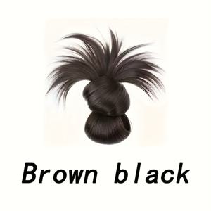 TEMU 8인치 리얼리스틱 내열성 우아한 여성용 치킨 깃털 번 가발 - 플로럴 악센트가 있는 로우 포니테일, 캐주얼 및 정장용 고온 저항 합성 머리, 다용도 헤어피스, 세련된 헤어스타일, 열에 강한 가발