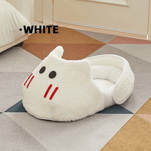 TEMU 귀여운 플러시 고양이 소파 침대와 부드러운 쿠션 - 세탁 가능, 미끄럼 방지 작은 고양이 및 토끼용 애완동물 침대, 장난기 있는 얼굴과 발자국 패턴의 포근한 디자인, 깊은 수면과 휴식에 완벽한 고양이 침대, 재미있는 애완 동물 디자인, 플러시 구조