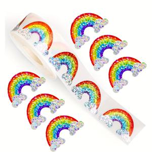 TEMU 500개/롤 반짝이는 레이저 스티커 - 노트북, , 봉투, 머그컵, 스크랩북, 창문 장식에 완벽! 선물과 휴일 파티용으로 최고!