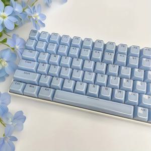 TEMU 젤리 블루 키캡 OEM 프로필 136키 풀 세트, ABS 내구성과 스타일리시 디자인 - 61/64/75/87/98/104 기계식 키보드 완벽 호환 | 강화된 미적 매력, 광택 마감, 귀여운 키캡|키캡|키캡