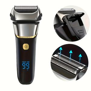 TEMU 남성용 전기 면도기, 사이드버너 트리머 기능, USB 충전식, 다양한 스타일 연마 가능, LED 디지털 디스플레이, 얼굴 수염 정리, 스마트 아웃도어 여행용