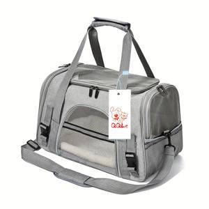 TEMU QQLe 접이식 소프트 사이드 펫 캐리어 - 항공기 승인, 대형 고양이 및 소형견용 16lb 수납 가능, 통기성 메쉬 & 프라이버시 커버 포함, 세탁 가능한 여행 가방