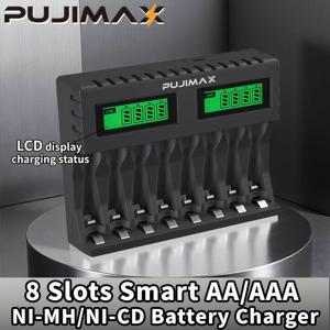 TEMU PUJIMAX 니켈-메탈 수소 배터리 스마트 충전기, AA/AAA 1.2V NiMH 재충전용, 8개 독립 슬롯, USB 고속 충전 및 보호 기능, 필수 가정용 기기 - 일회용 배터리는 충전 불가