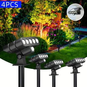 TEMU 4개 세트 태양광 야외 , 조절 가능한 자동 켜짐/꺼짐 기능의 LED 정원등, 수영장 및 마당용 랜드스케이프 조명 (따뜻한 빛/차가운 빛)