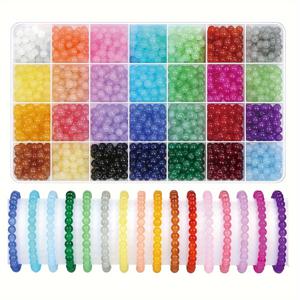 TEMU 약 850개 6mm 유리 젤리 더블 니들 비즈 세트 DIY 주얼리 액세서리