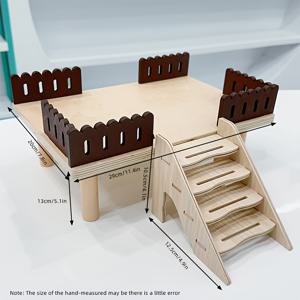 TEMU 오버사이즈 햄스터 서식지 플랫폼 - 등반 사다리 포함, 내구성 강한 목재 베이스, 안전한 케이지 접근, 쉬운 조립 - 햄스터 케이지 호환 가능, 소형 애완동물용, 두꺼운 나무 구조, 장난감 디자인, 동물 놀이 공간, 펫 파더를 위한 케이지 액세서리 및 설정
