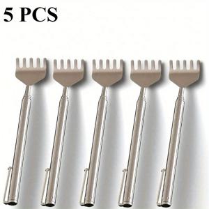 TEMU 5팩 확장형 스테인리스 스틸 백 스크래처 - 인체공학적 핸들, 컴팩트 & 휴대용 근육 마사지 도구, 가려움, 모든 행사 선물 아이디어, 디자인, 내구성 있는 구조, 등, 목, 어깨, 손 및 근육에 적합, 근육 마사지기, 행사 선물 아이템, 모던 디자인, 고품질 소재, 휴대용 마사지기, 스마트 사용자에게 이상적