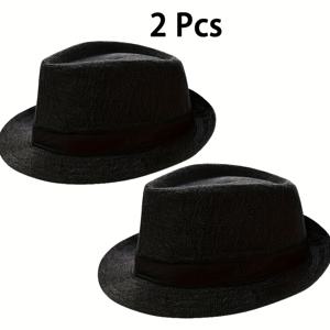 TEMU 2개 LERDU 빈티지 페도라 트릴비 모자 - 가벼운 모자초 햇빛 가리개 비치 모자, 넓은 챙, 레드/ - 남녀 공용 우아한 레트로 스타일, 공식 행사 - 간편한 포장 디자인, 클래식 디자인, 튼튼한 구조, 패션 액세서리, 패션 애호가