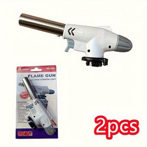 TEMU 조절 가능한 360° 회전 노즐이 있는 휴대용 부탄 플레임 건 - 요리, DIY 공예, 크림, 치즈, 카라멜용 전문 주방 스프레이 건 - 인체공학적 핸들, 내구성 강한 스테인리스 스틸 & ABS 구조, 전기 불필요, 주방 스프레이 건, 세련된 메탈릭 마감, 튼튼한 구조