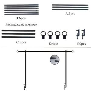 TEMU 1세트 우아한 블랙 스테인리스 스틸 조절 가능한 테이블 아치 클립 포함 - 250.01cm x 120.02cm, 결혼식 및 파티 장식에 완벽, 다기능 꽃 걸이 및 풍선 디스플레이, 웨딩 , 이벤트 장식, 현대적인 디자인, 내구성 있는 구조