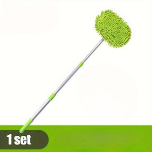 TEMU 울트라 파이버 44.8인치 자동차 청소용 롱 핸들 - 스크래치 프리 세부 클리닝, 차량/트럭/SUV/RV/보트 전용 - 셔닐 스펀지 먼지 수집기 포함, 인체공학적 손잡이, 내구성 강한 스커프버, 경량 디자인, 부드러운 소재, 트럭 운전자용