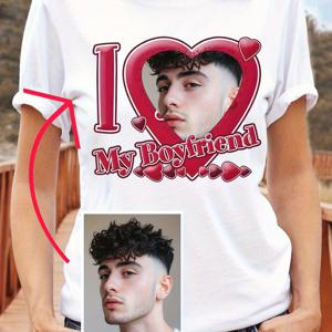 TEMU 여성용 맞춤 사진 & 하트 그래픽 티셔츠 - 개인화된 커플 선물, /기념일/생일 선물 - 기계 세탁 가능 맞춤형 티셔츠 - 봄/여름/가을 의류, 캐주얼 여름복, 편안한 핏, 내구성 있는 프린팅