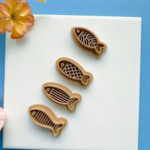 TEMU 4개 세트 폴리머 클레이 물고기 바퀴 귀걸이 몰드, 귀여운 작은 물고기 모양 주얼리 액세서리 및 핸드메이드 아트 프로젝트용