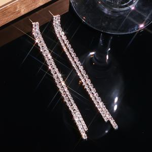 TEMU 합성 지르코니아 풀 롱 태슬 귀걸이, 멀티 로우 반짝이는 드롭 디자인, 듀얼톤 골드 & 실버 패션 – 우아한 가벼운 럭셔리 데일리 액세서리