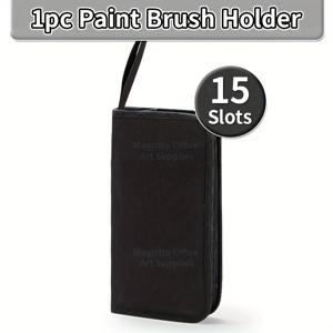 TEMU 15 슬롯 페인트 브러시 홀더 정리함 - 내구성 있는 지퍼 클로저, 아크릴, 오일 및 워터 컬러 브러시를 위한 휴대용 블랙 접이식 캔버스 가방, 10.74x5.43 인치, 아티스트를 위한 이상적인 선물 (브러시 포함되지 않음), 페인트 브러시 세트, 아트 공급품 보관, 세련된 디자인, 튼튼한 구조|아크릴물감