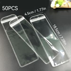 TEMU 50개 긴 보석 가방 투명 목걸이 지퍼 파우치, 재사용 가능한 플라스틱 가방, 보석, 펜, 메이크업 브러쉬용 - 선물 포장 및 보관에 적합, 보석 보관 | Fleaive 디자인 | 바다, 매달린 보석 정리함