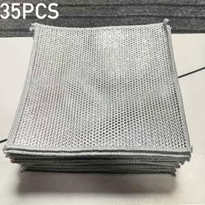 TEMU 25개/35개 재사용 가능한 이중층 실버 와이어 식기건조기, 냄비와 팬용 주방 스크러버, 부드럽고 두꺼운 폴리에스터 식기 세척 천, 얼룩 제거 및 청소용