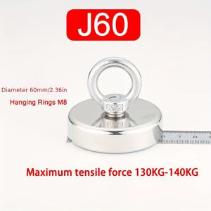 TEMU 60mm/242.5 lbs (약 110kg) 강철 낚시용 자석, 강철 낚시 및 강철 낚시용 카운터싱크 홀 포함