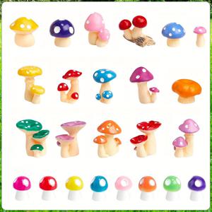 TEMU 24개 요정 정원 버섯 미니어처 장식품, DIY 요정 정원 액세서리, 미니 배추 화분 및 인형 집 장식용 소형 풍경 공예 소품