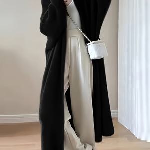 TEMU 여성용 무릎 길이 카디건 코트, 루즈하고 편안한 스타일, 가을과 겨울용 긴팔 스웨터 재킷. 실리콘 사진 카메라로 실용적으로 날아가세요. 단색 V넥 카디건 등, 가을 패션 중간 스트레치 소재 디테일, 여성용 편안한 점프수트 겨울 옷, 라파다바 장식 카디건 슬리브, 낚시 채소 후크 스웨터, 가벼운 커버