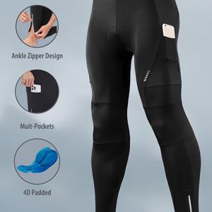 TEMU QUALICOS 남성용 사이클링 바이크 바지 - 충격 방지 4D 패딩, 발목 지퍼 & 미끄럼 방지 실리콘 레그, 통기성 흡습성 운동 레깅스, 하이 스트레치 라이딩 타이츠 (사이드 포켓 포함) - 올 시즌 사이클링 반바지