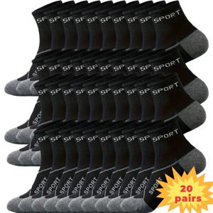 TEMU 남성용 통기성 좋은 수분 흡수 운동 양말 20켤레 - 강화된 뒤꿈치와 발가락, 사계절용 러닝 캐주얼 양말, 글자 디자인, 일상 착용,스포티한 외관,내구성 있는 스티칭,체육관 애호가|운동화|러닝화