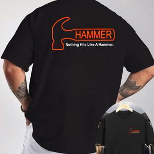 TEMU 남성 캐주얼 여름 티셔츠, 하마머 그래픽 - 