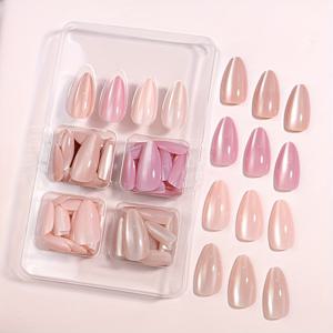 TEMU 96개 (4개 혼합) Y2K 롱 아몬드 글로스 에스테틱 누드 핑크 시리즈 캣아이 아크릴 프레스온 네일, 완벽한 핏 인조 손톱 세트, 여성용 데일리 & 카니발 파티용 누드 시리즈 캣아이 네일