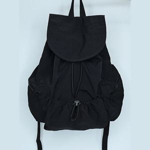 TEMU 대용량 플리츠 나일론 드로스트링 백팩 - 가벼운 캐주얼 스타일, 10가지 상황에 적합 | 조절 가능한 어깨끈, 세탁 가능, 여행 및 스트릿웨어에 완벽 | 베이지, 블랙, 올리브 그린, 블루 색상, 청소년용