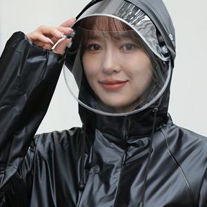 TEMU 레인 재킷 후드 풀지퍼 고품질 & 방풍 오버사이즈 라이더 코트 - 후드 & 넓은 소매 커버리지, 남녀공용 화이트/블랙, 손세탁 가능한 라이딩 의류, 비옷