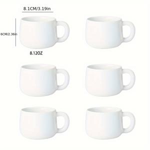 TEMU 6개 세트 선물용 세라믹 커피 머그컵 - 8oz 내열성 & 전자레인지 사용 가능, 우아한 그레이/화이트/헌터 그린 재사용 가능한 라운드 머그, 크리스마스, 사무실 선물, 가정용, 내구성 있고 스타일리시한 핫 음료용
